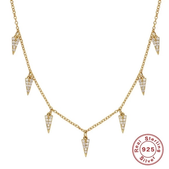 Dangling Crystal Arrowheads Gold-Plated Necklace - Picture 2 of 7